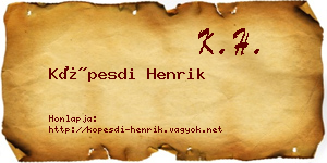 Köpesdi Henrik névjegykártya